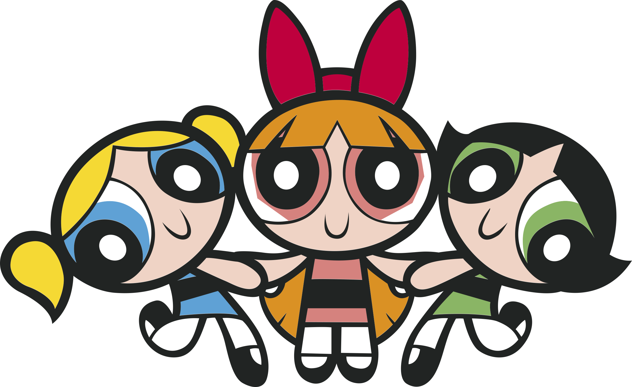 Powerpuff Girls 2 Simple Line Art Svg Free Vectors